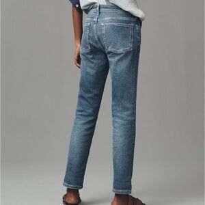 Blue Straight Leg Jeans with Vintage Fade